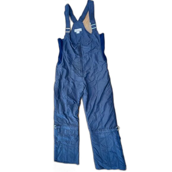 Vintage 1st Down Navy Blue Winter Ski Overalls Kids Size 14 1980s - Picture 1 of 14